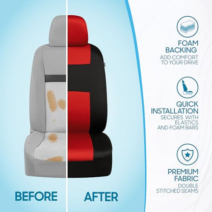 PolyPro Car Seat Covers Full Set in Red on Black (Red)