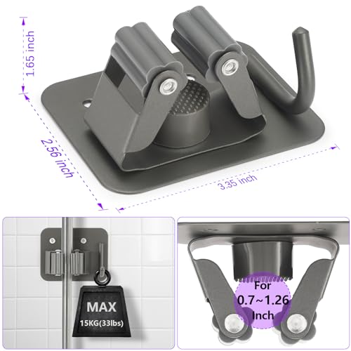 Broom Holder Wall Mount Rack (Gery)