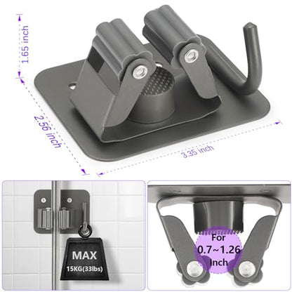Broom Holder Wall Mount Rack (Gery)