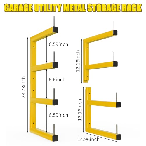 4 Pack Lumber Storage Rack (Yellow / D– 4 Pack, 8-Tier)