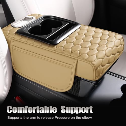 Beige Car Center Console Armrest Pillow (Beige Tan)