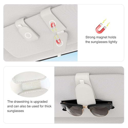 Magnetic Sunglass Holder for Car Visor (White)