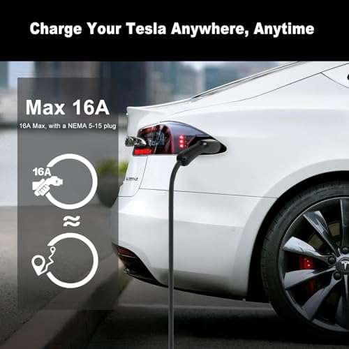 Best Volt Electric Vehicle Portable Charger for Tesla (White / Nema 5-15 120V/16A)