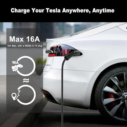 Best Volt Electric Vehicle Portable Charger for Tesla (White / Nema 5-15 120V/16A)