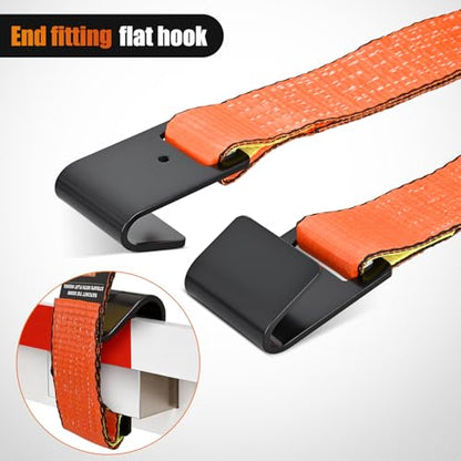 Flat Hook Ratchet Straps 4 Pack 2 in x 30 Ft (4Pcs 2in x 30ft Flat Hook Straps)