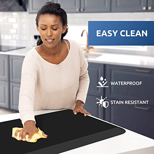 Kitchen Mat Cushioned Anti Fatigue Kitchen Rug 0.8inch Water Resistant Non Slip Kitchen Rugs and Mats Standing Desk Mat Comfort Floor Mats for Kitchen Sink Office (Black / 60"L x 17.3"W x 0.8"Th)