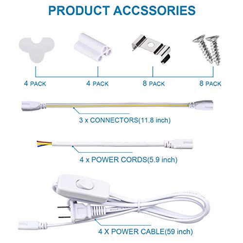 4 Pack Led Shop Lights (4PCS 4FT 4 Row 5000k)