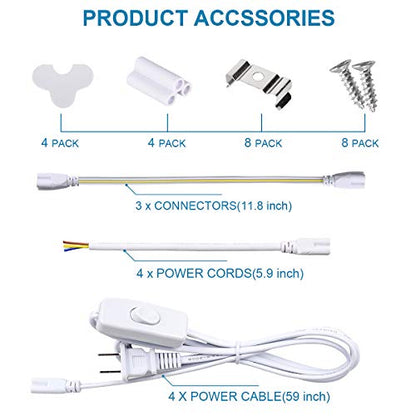 4 Pack Led Shop Lights (4PCS 4FT 4 Row 5000k)