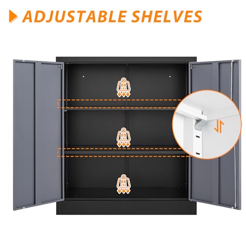 Metal Storage Cabinet (35.5"H / Black Grey)