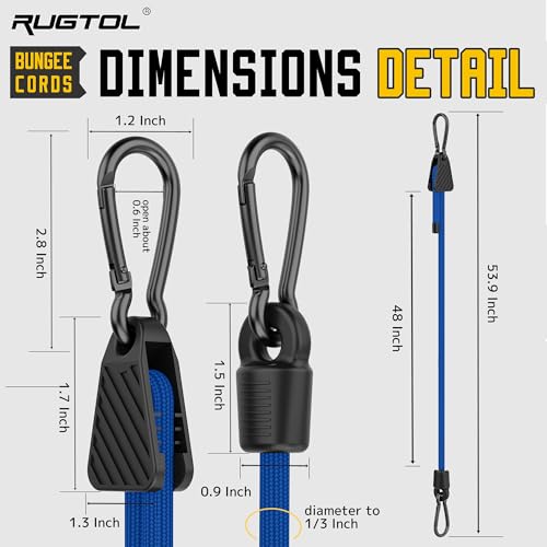 Bungee Cords with Hooks (Blue / 48" - 6 Pack)