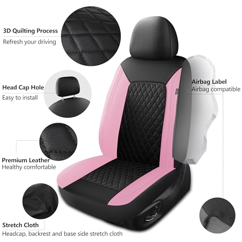 Faux Leather Front Car Seat Covers (N1 Black Pink / Front Seat)