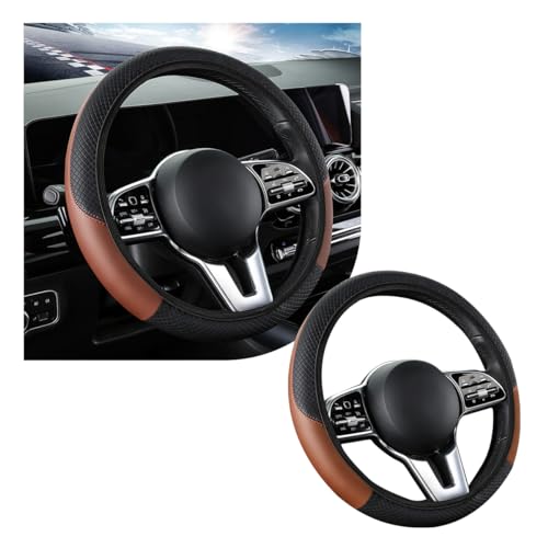 Car Steering Wheel Cover (Black+Coffee, AD)