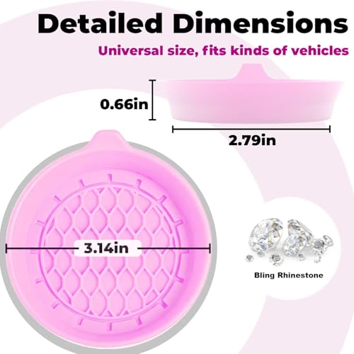 2 PCS Car Cup Coasters (Pink*2PCS / No Diamonds)
