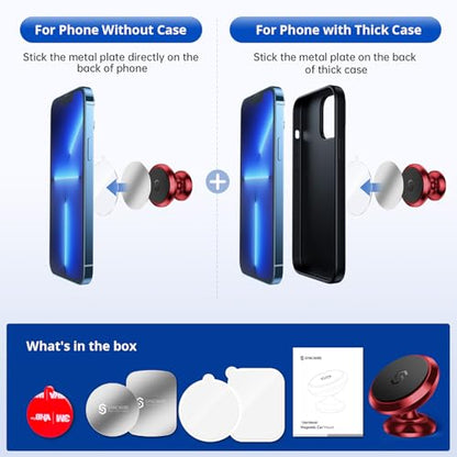 Magnetic Car Phone Holder for Dashboard (Red)