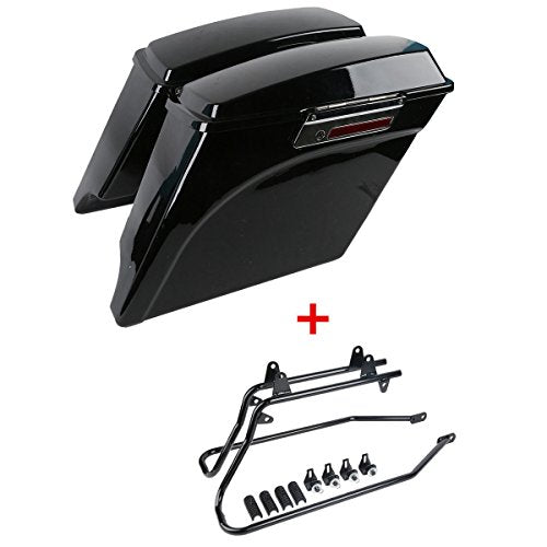 Motorcycle 5" Stretched Saddlebags with Black Conversion Brackets Fit For Harley Softail Deluxe Heritage Softail 1984