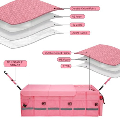 Car Trunk Organizer and Storage for Car (Pink / Large)
