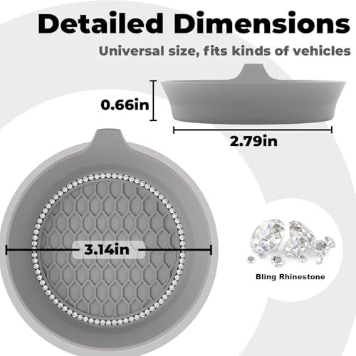 4 PCS Car Cup Coasters (Grey*4pcs / With Diamonds)