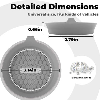 2 PCS Car Cup Coasters (Grey*2pcs / With Diamonds)