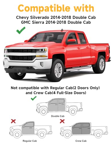 Window Visors Rain Guard for Chevy Silverado (Fit for 2014-2019 Silverado/GMC Sierra Double Cab)