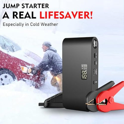 4000A 12V Car Battery Jump Starter 16000mAh for Car Boat Lawnmower (16000mAh-Black)