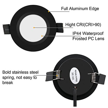 12V Recessed LED Puck Lights (Warm White,Black)
