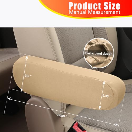 2PC Car Front Seat Armrest Covers (Beige-2PC)