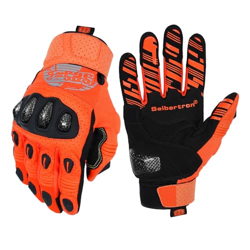 SPS 2 Unisex Touchscreen Road Racing Motorcycle MTB Sports Gloves Also fit BMX MX ATV Mountain Bike Bicycle Cycling Off (Orange SPS-2 / S Adult)