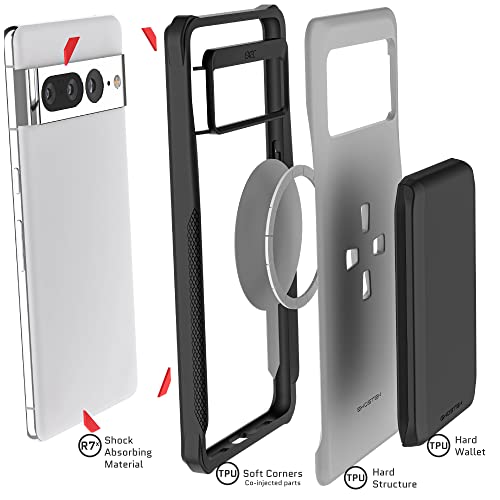 EXEC Pixel 7 Pro Case Wallet with Detachable Magnetic Credit Card Holder Heavy Duty Drop Protection Supports Wireless Charging Phone Cover Designed for 2022 Google Pixel7 Pro (Pixel 7 Pro / Gray)