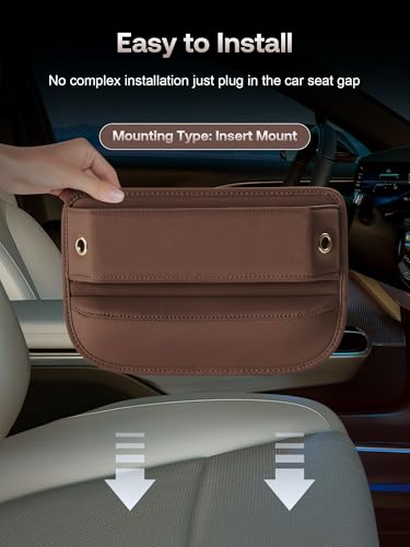 Premium Leather Car Seat Gap Filler Organizer (03 Brown, 1 Pack)
