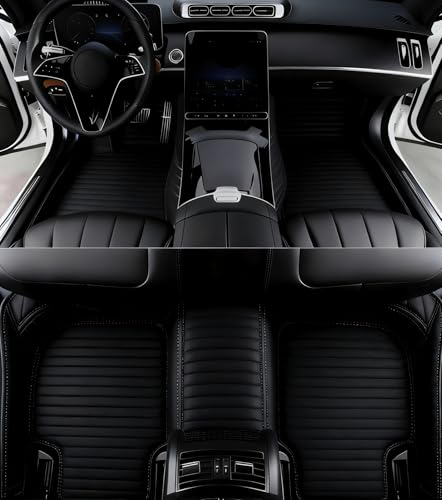 Custom All Weather Protection Leather Car Floor Mats for Cars Sedan SUV Sports Car Waterproof Floor Mat (Black)