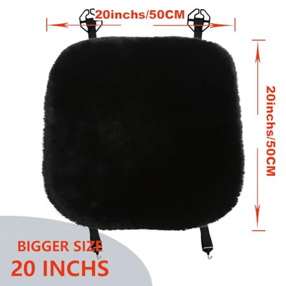 Black Genuine Sheepskin Car Seat Cover for Fuzzy Fur Wool Cushion (Black)