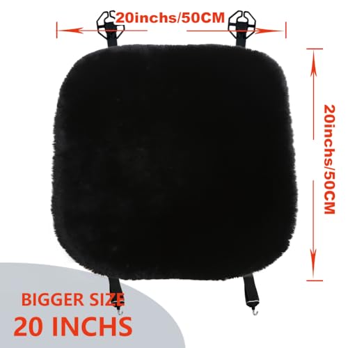 2 Pack Black Fuzzy Sheepskin Car Seat Covers for Soft Genuine Wool Cushion (Black)