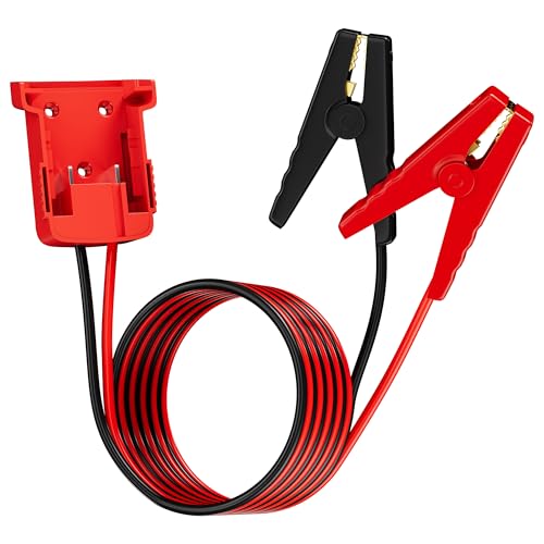 Jumper Cable Alligator Clips with 18V 6FT 12AWG Wire Compatible with Battery Adapter Portable Silicone Wire Jumper Starter Clamps for Jump Starting Car Tool Battery (M Adapter with 12AWG 6ft Jumper Cable Clamps)