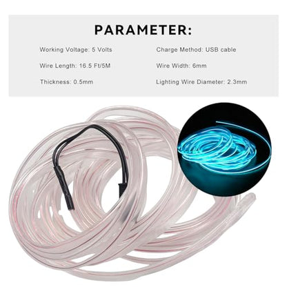 EL Wire Interior Car LED Strip Lights (Ice Blue)