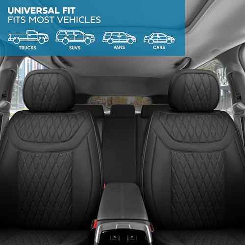 Curated Blackstone Napa Leather Seat Covers for Cars & SUVs (Black (Blackstone) / Front Seats)