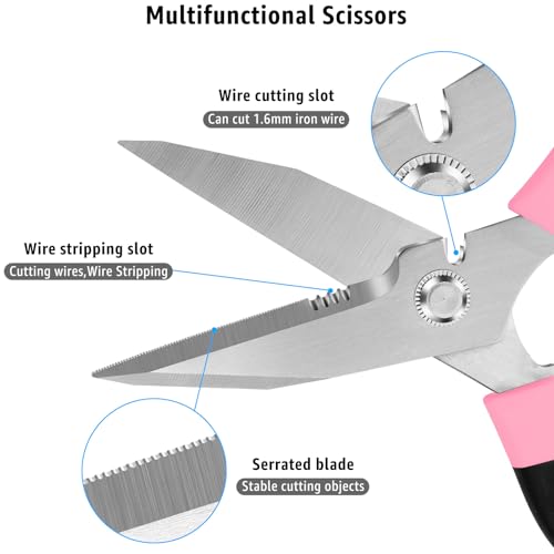 Utility Scissors All Purpose heavy duty 8 (Pink)