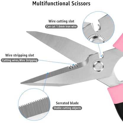 Utility Scissors All Purpose heavy duty 8 (Pink)