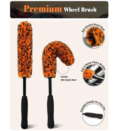 7PCS Motorcycle Cleaning Kit (Orange / 7-Piece)