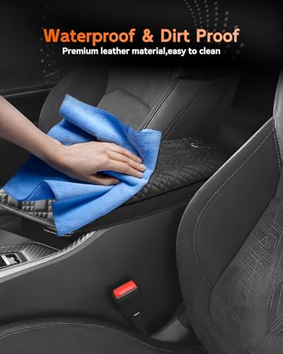 for 2024 2025 2026 Dodge Charger Daytona Center Console Cover Armrest Box Cover for Charger Daytona (Charger Daytona Thickened Black Leather Square)