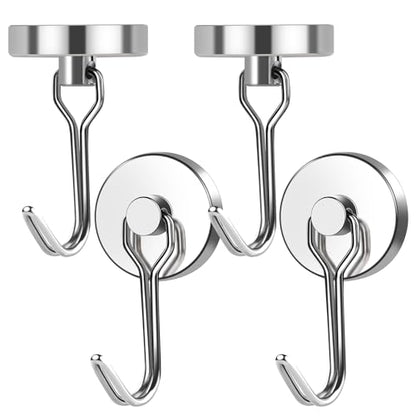 Magnetic Hooks Heavy Duty 80LB+ Swivel Swing Strong Magnetic Hook (Silver / 0.98in)