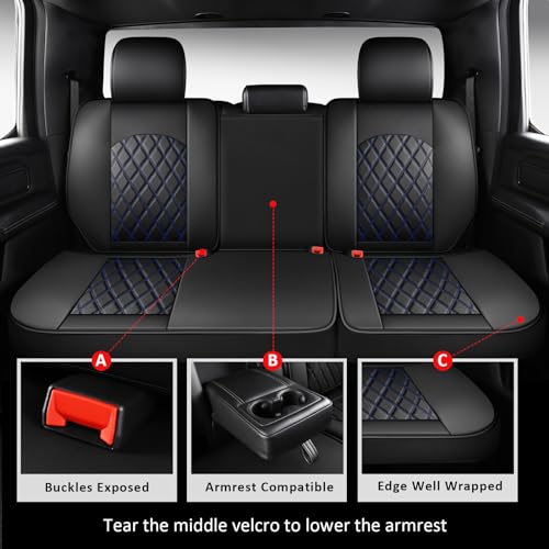 Dodge Ram Seat Covers Full Set for 2009 (Black and Blue / Full Set (Flat Back))