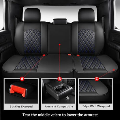 Dodge Ram Seat Covers Full Set for 2009 (Black and Blue / Full Set (Flat Back))