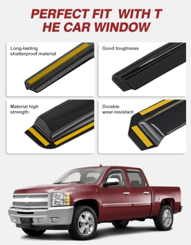 Rain Guards for Chevy Silverado (Fit for 2007-2013 Silverado/ Sierra Crew Cab)