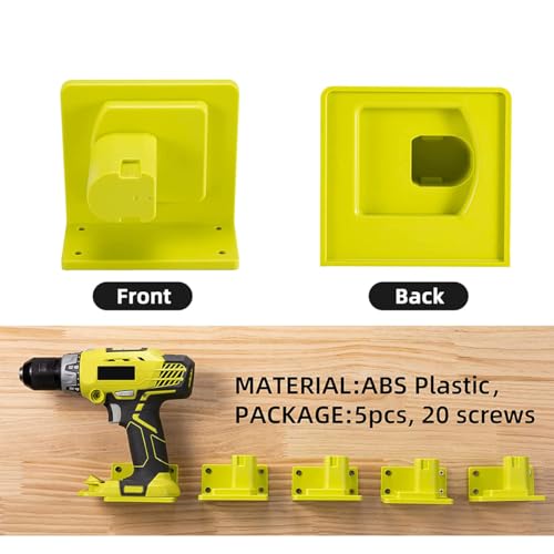 5 Pack Tool Holder Compatible with Ryobi 18V Wall Mount Plastic (5 Pack)