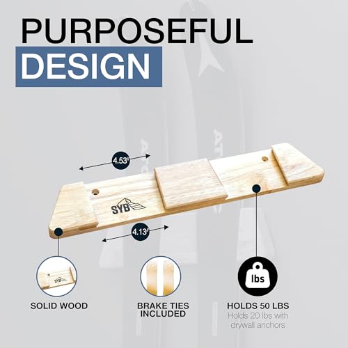 Horizontal Wood Ski Rack Wall Mount (Medium)