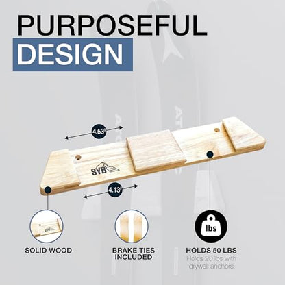 Horizontal Wood Ski Rack Wall Mount (Medium)