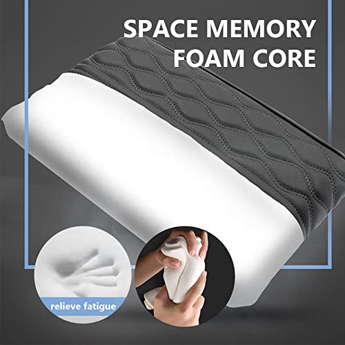 2025 Upgrade Universal Style Memory Cotton Car Armrest Box Pad (Wave Pattern / Gray)