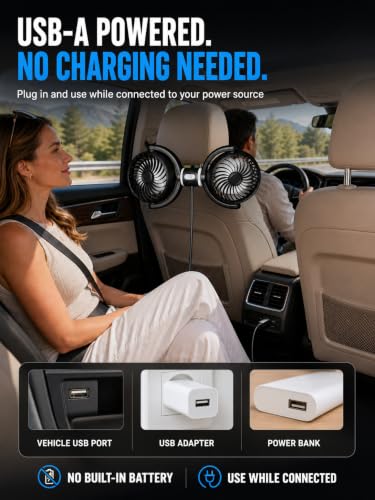 USB Car Fan for Backseat