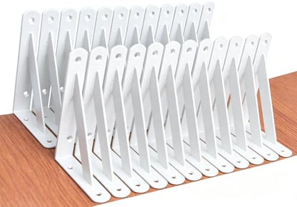 24 Pack L6 x H 4" White Heavy Duty Shelf Brackets with Screws Metal Shelf Brackets Shelf Support Angle Brackets for Shelves L Brackets Heavy Duty Floating Shelf (24 Pack-White / 6''x4'')