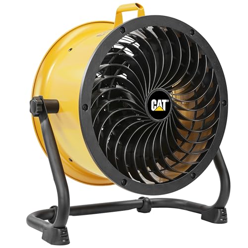 fans - 14”-Blade High-Velocity Drum Fan Industrial Grade (Yellow, 2-in-1): 2,300 CFM, 4-Speed, 360 Degree Adjustable Drum Head, Dual Ball Bearing Motor with Die-Cast Cover (HVD-14AC) (Yellow / Floor)